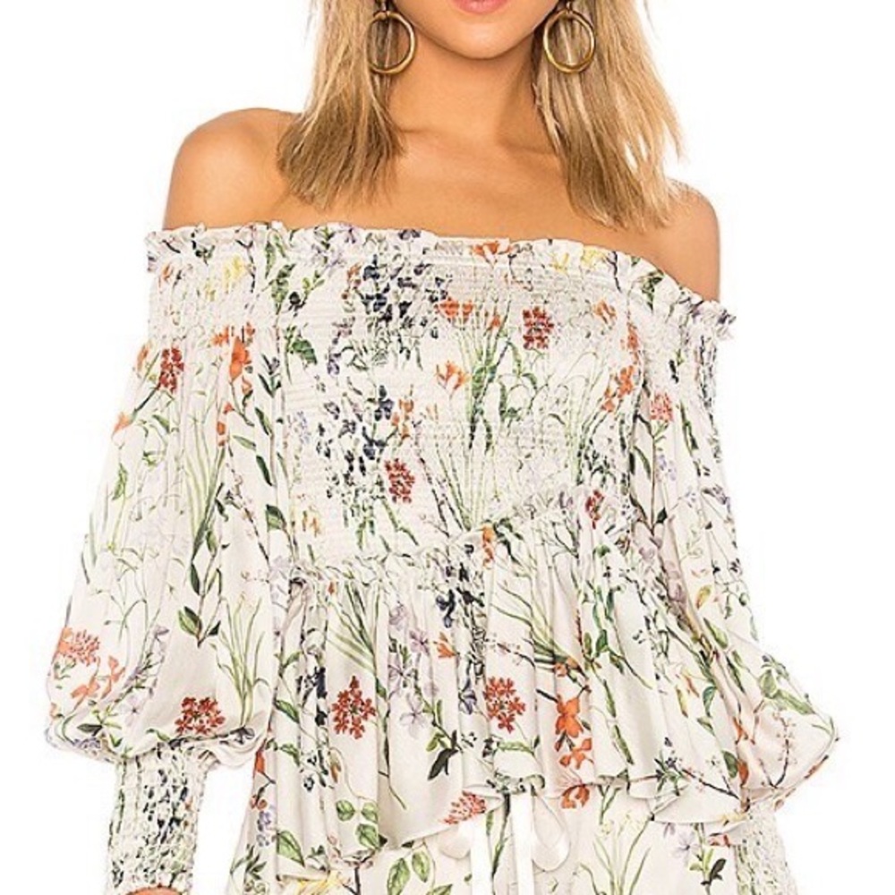 Alexis Women's Elsa Botanical Floral Print Off-Shoulder Blouse Multicolor Large